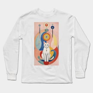 Hilma af Klint's Abstract Feline Wonderland: Whimsical Reverie Long Sleeve T-Shirt